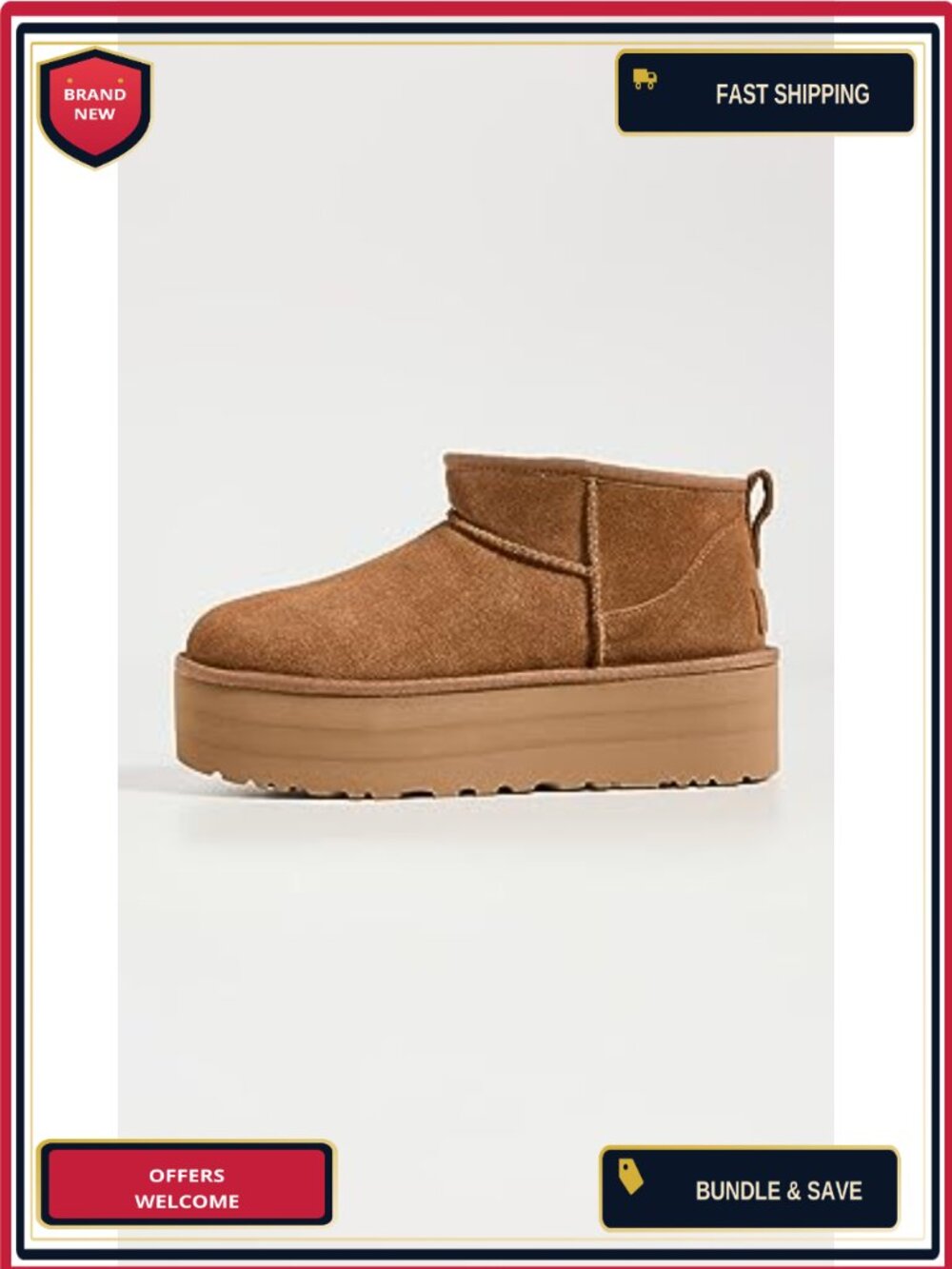 Suede Ankle Bootie with Sheepskin Lining and Platform Heel - Picture 5 of 5